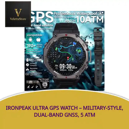 IronPeak Ultra GPS Watch &ndash; Military-Style, Dual-Band GNSS, 5 ATM by@Outfy