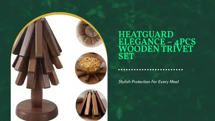 HeatGuard Elegance &ndash; 4PCS Wooden Trivet Set by@Outfy