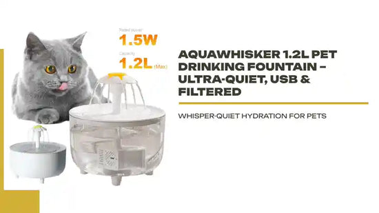 AquaWhisker 1.2L Pet Drinking Fountain &ndash; Ultra-Quiet, USB &amp; Filtered by@Outfy