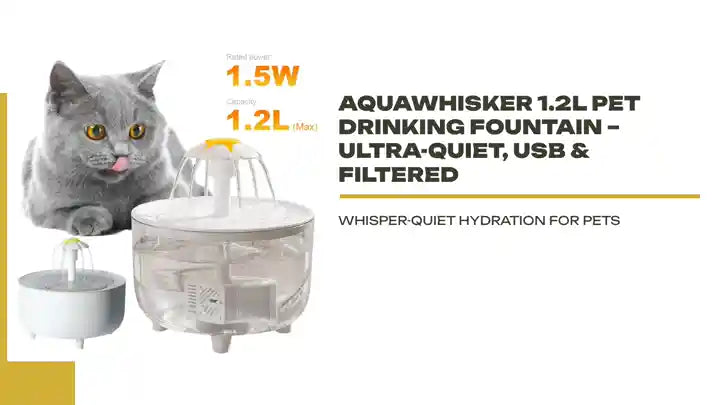AquaWhisker 1.2L Pet Drinking Fountain &ndash; Ultra-Quiet, USB &amp; Filtered by@Outfy