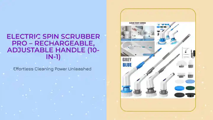 Electric Spin Scrubber Pro &ndash; Rechargeable, Adjustable Handle (10-in-1) by@Outfy