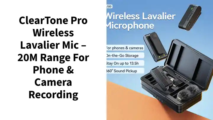 ClearTone Pro Wireless Lavalier Mic &ndash; 20M Range for Phone &amp; Camera Recording by@Outfy